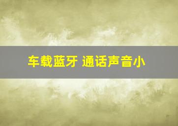 车载蓝牙 通话声音小